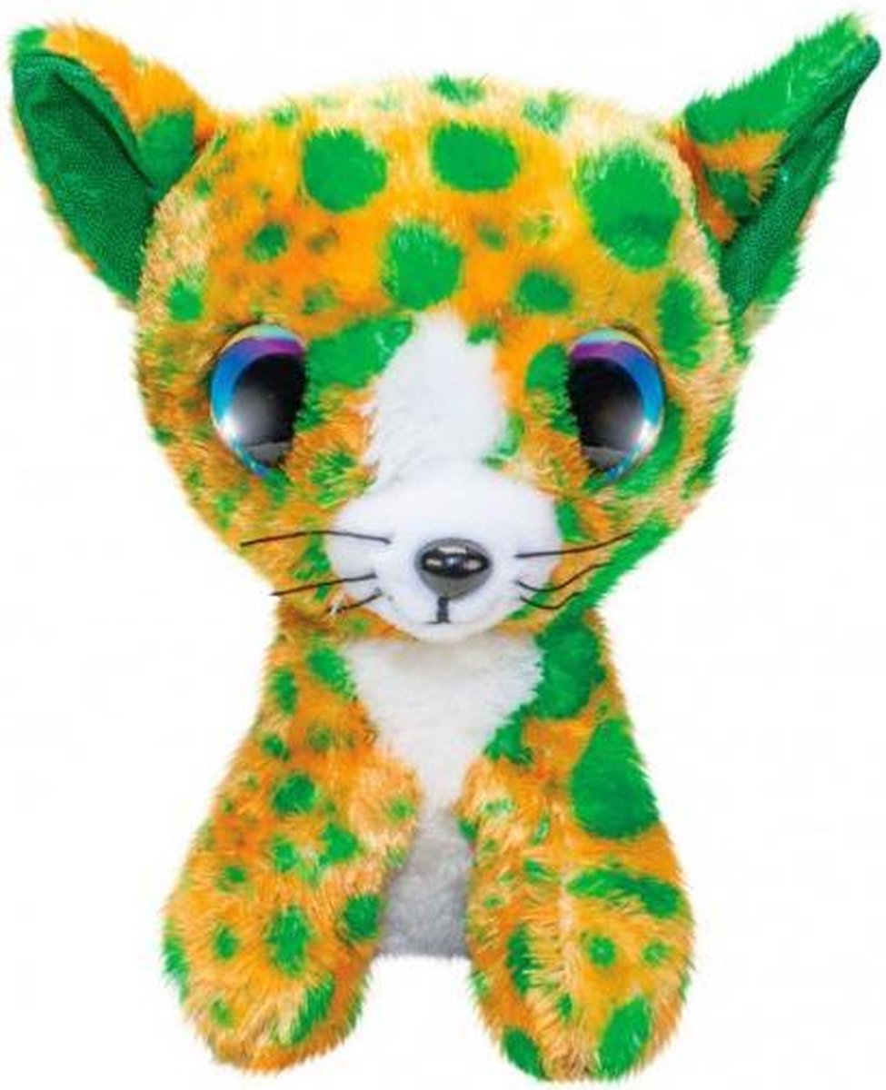 knuffel Cat Catsy junior 15 cm pluche groen/oranje