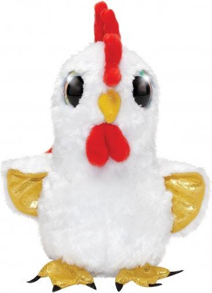 knuffel Lumo Rooster Booster 15 cm wit