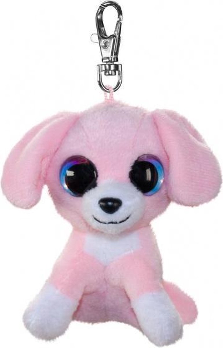 sleutelhanger Lumo Dog Pinky met clip roze 8,5 cm
