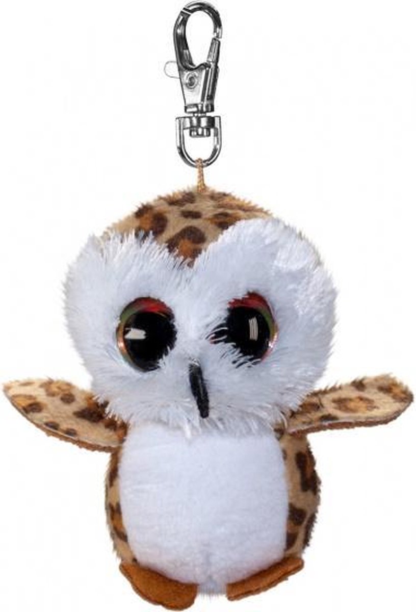 sleutelhanger Lumo Owl Uggla met clip bruin 8,5 cm