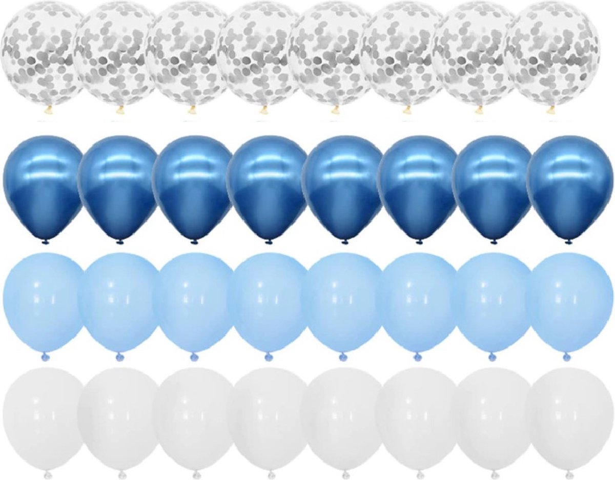 Luna Balunas 50 Stuks Latex Ballonnen Blauw Helium papier Confetti