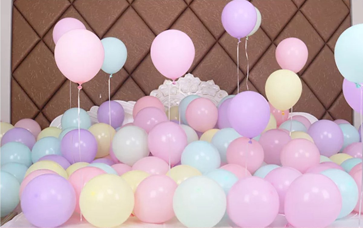 Luna Balunas 50 Stuks Pastel Latex Ballonnen  Roze Blauw Paars