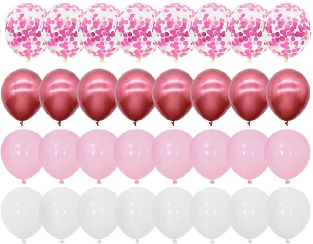 Luna Balunas 50 Stuks Roze Latex Ballonnen Helium Papier Confetti