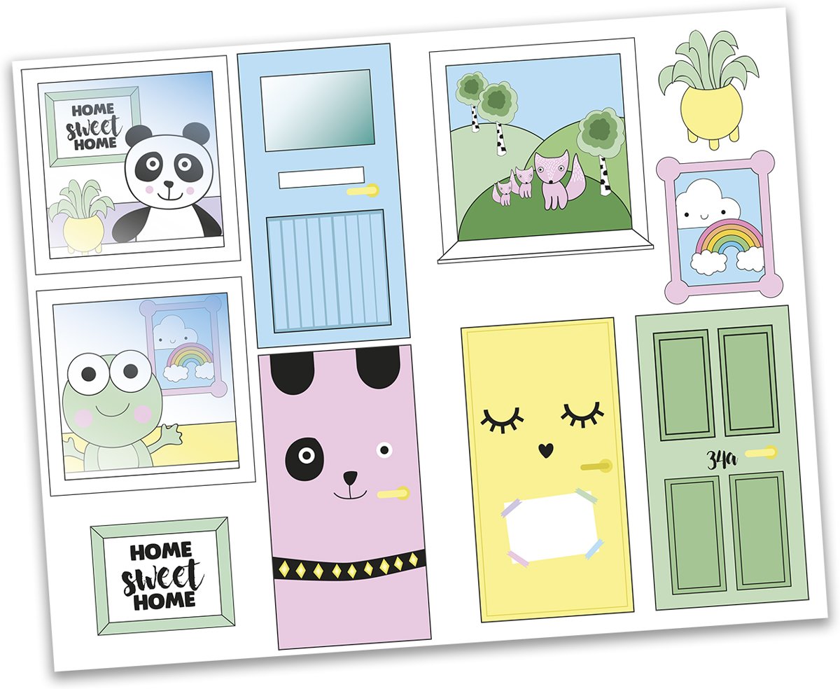   poppenhuis Stickervel Creative - ramen en deuren
