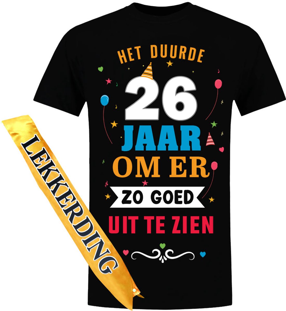 Lekkerding 26 Jaar T-shirt en Sjerp - Heren - Verjaardag - Shirt - Jarig