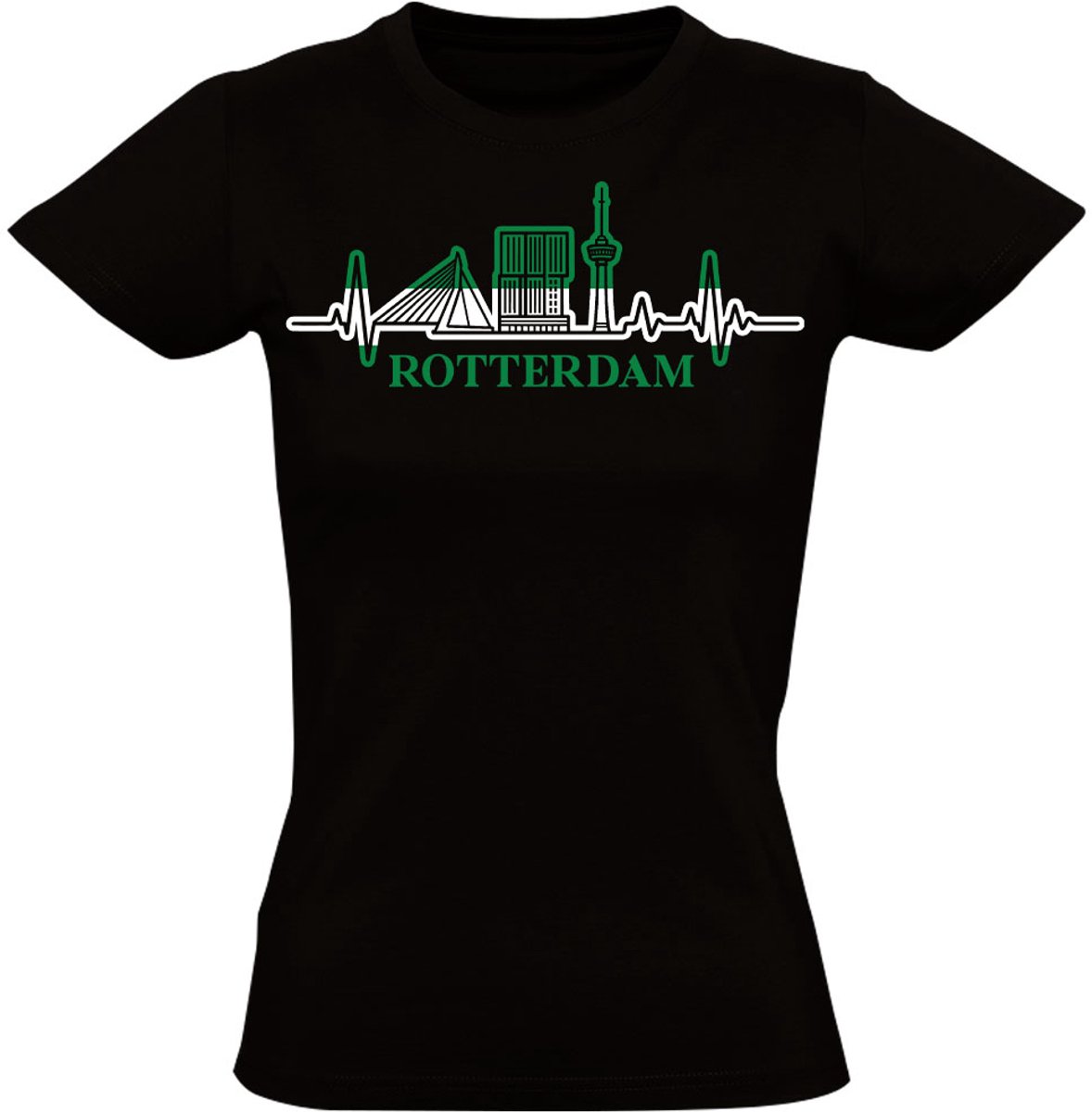 Rotterdam Hartslag Dames T-shirt - rotterdam skyline - erasmusbrug - shirt