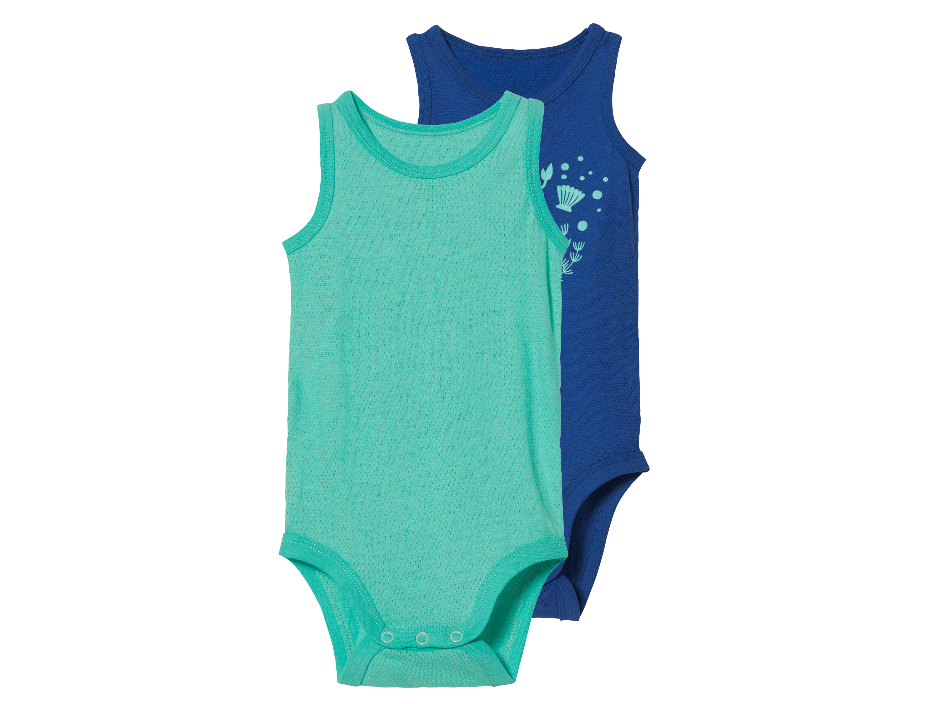 lupilu 2 baby rompertjes (74/80, Blauw/turquoise)