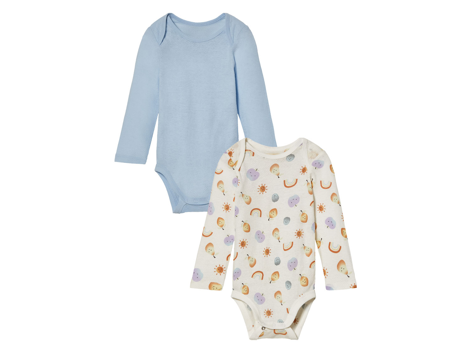 lupilu 2 baby rompertjes (Blauw/wit, 86/92)