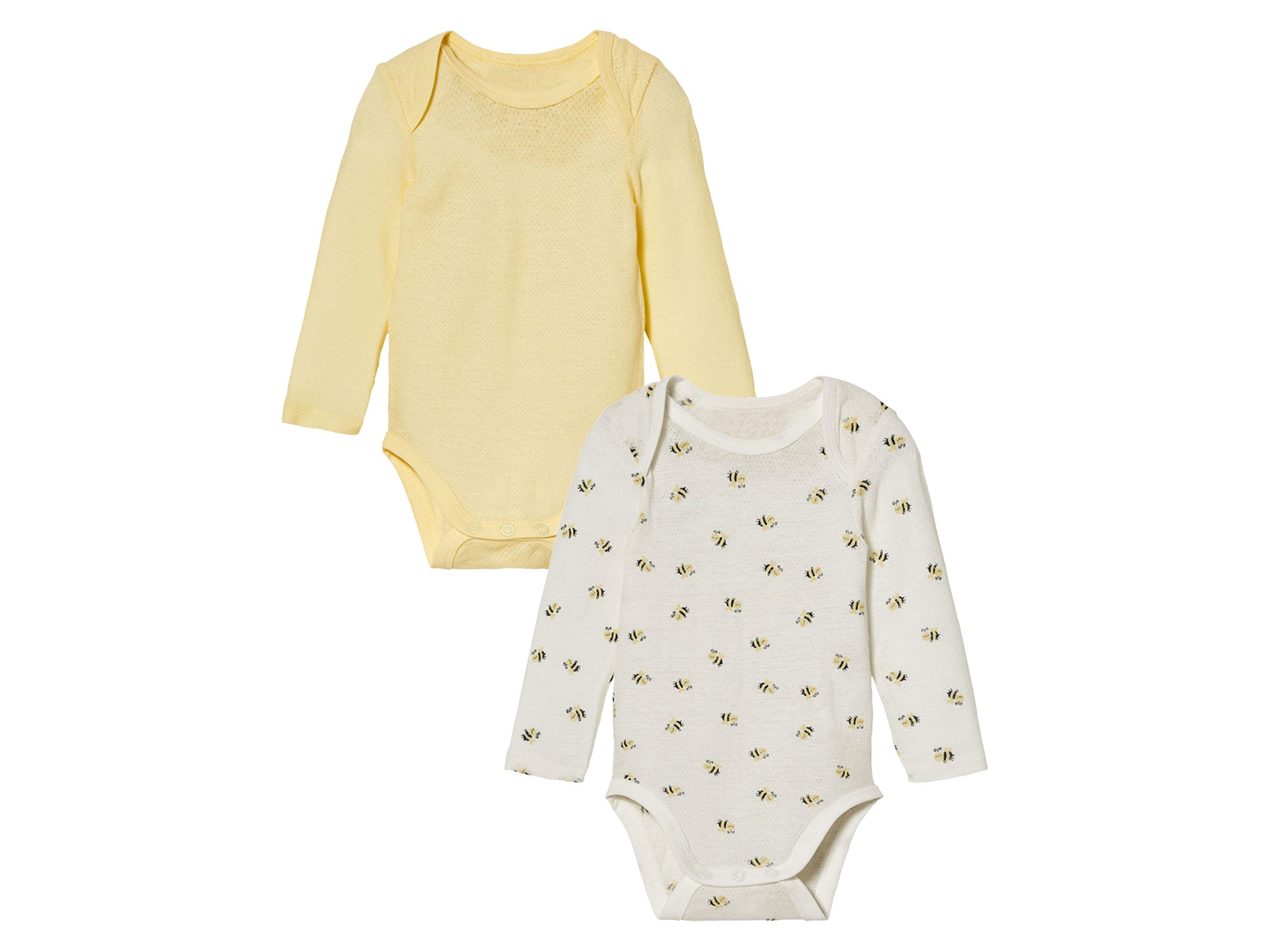 lupilu 2 babyrompertjes (Wit/geel, 74/80)