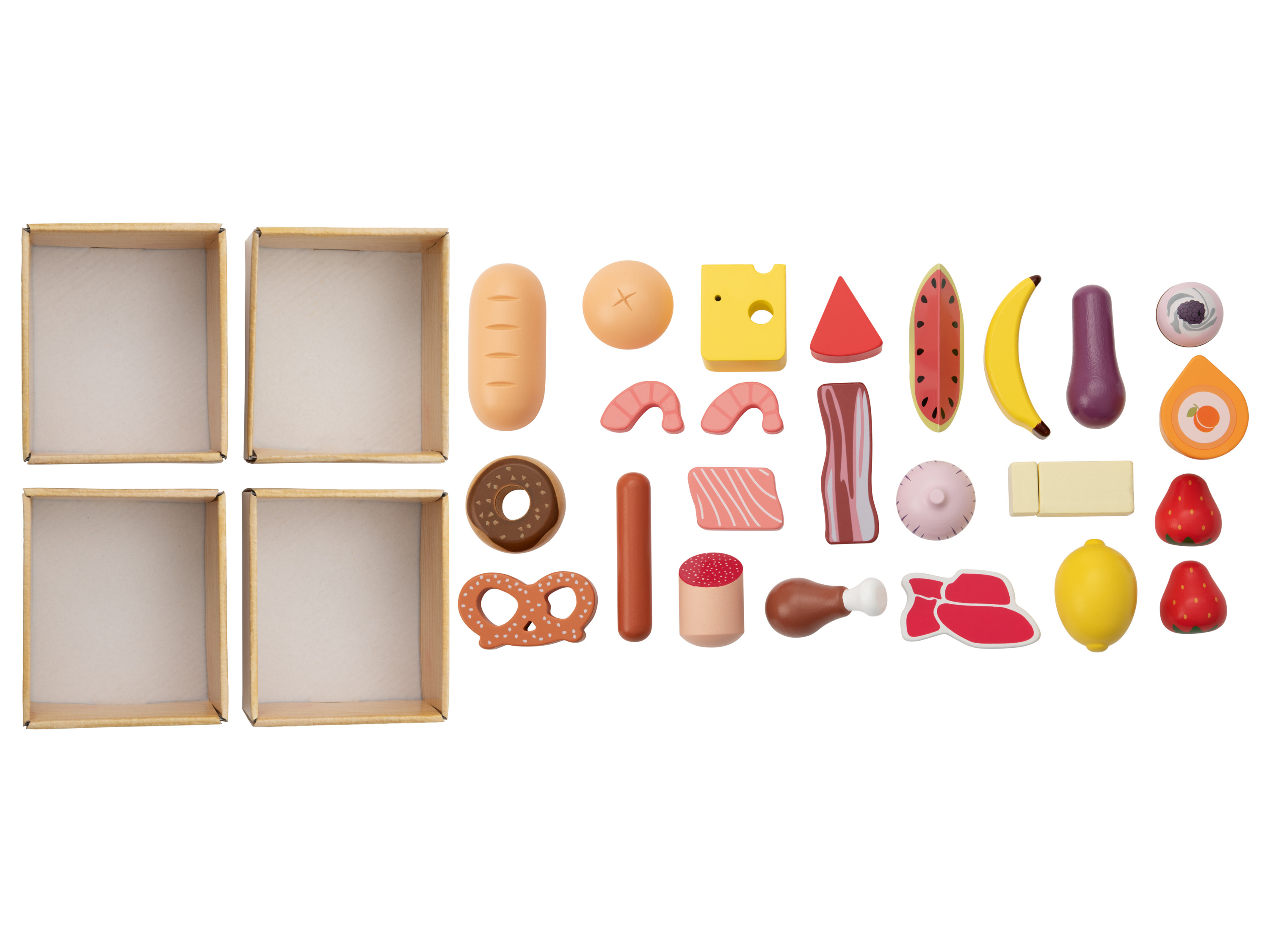 lupilu Houten speelgoedwinkel set (Kisten met levensmiddelen)