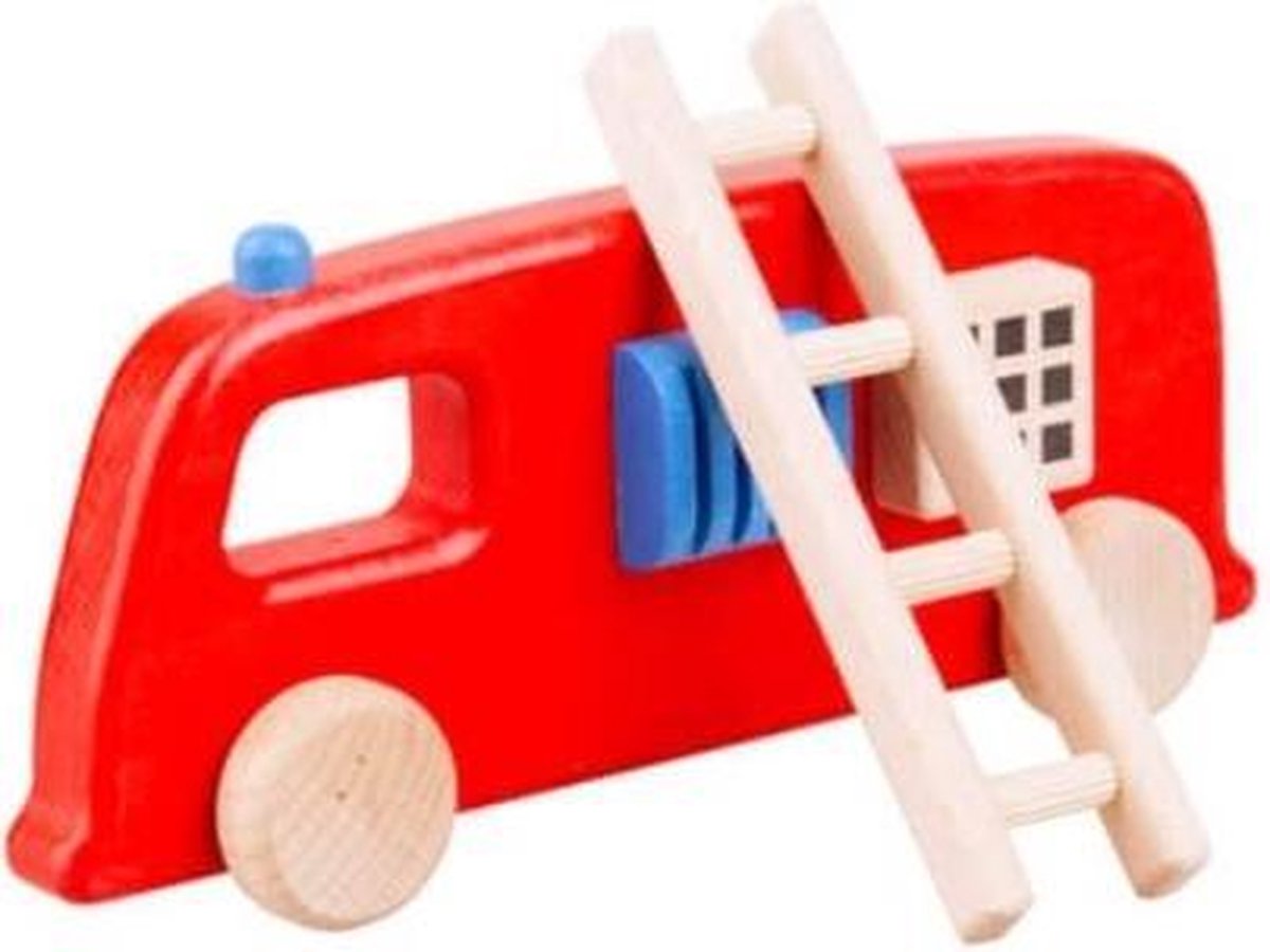 Houten brandweerauto - Handgemaakt - Uniek design - LUPO