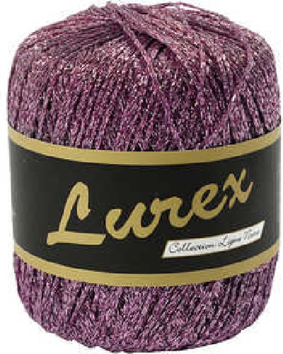 Lurex glitter garen, paars, L: 160 m, 25 gr/ 1 bol