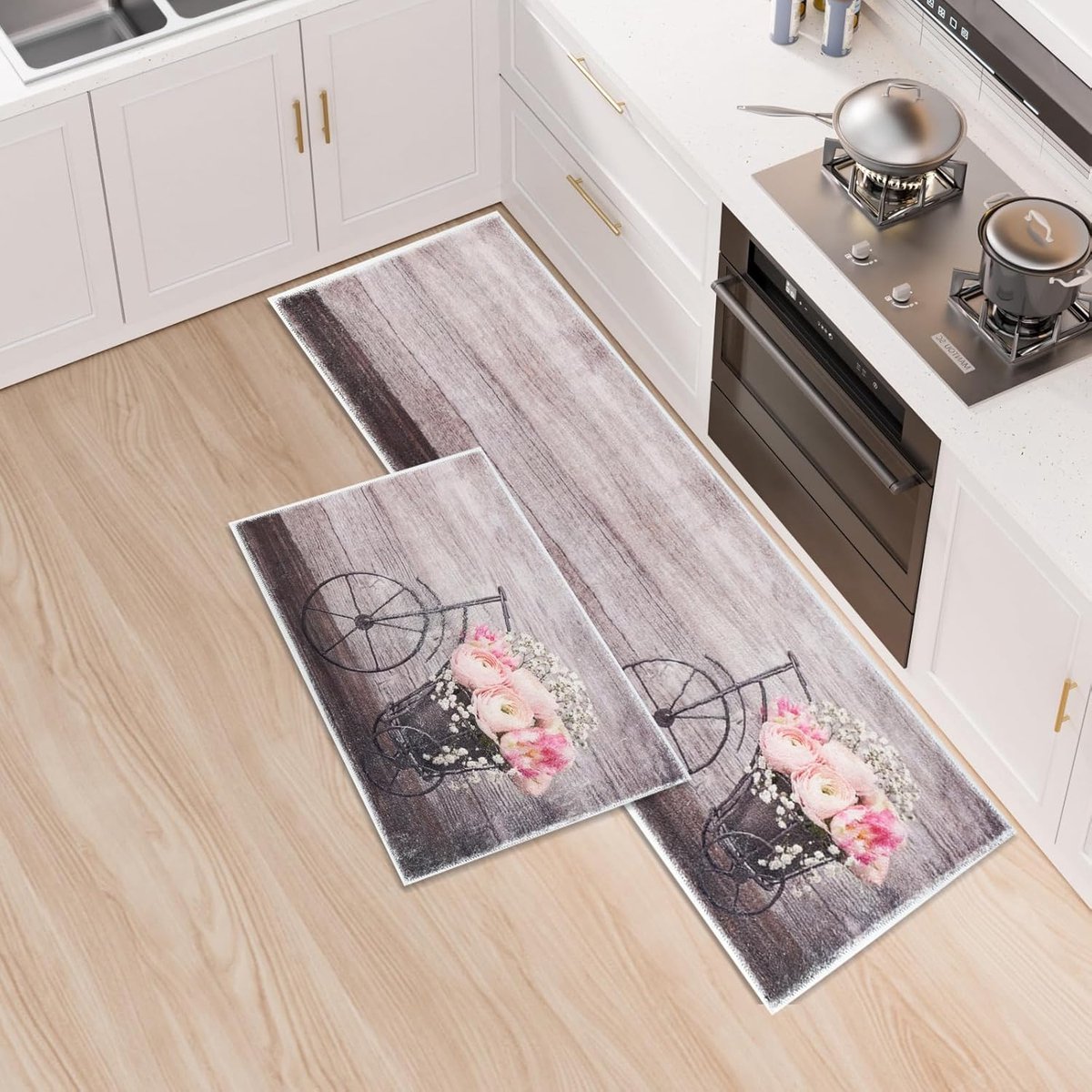 Luvetrex ® Comfortabele Keukenmatten Set van 2 - Antislip en Absorberend, Wasbaar, Bruin