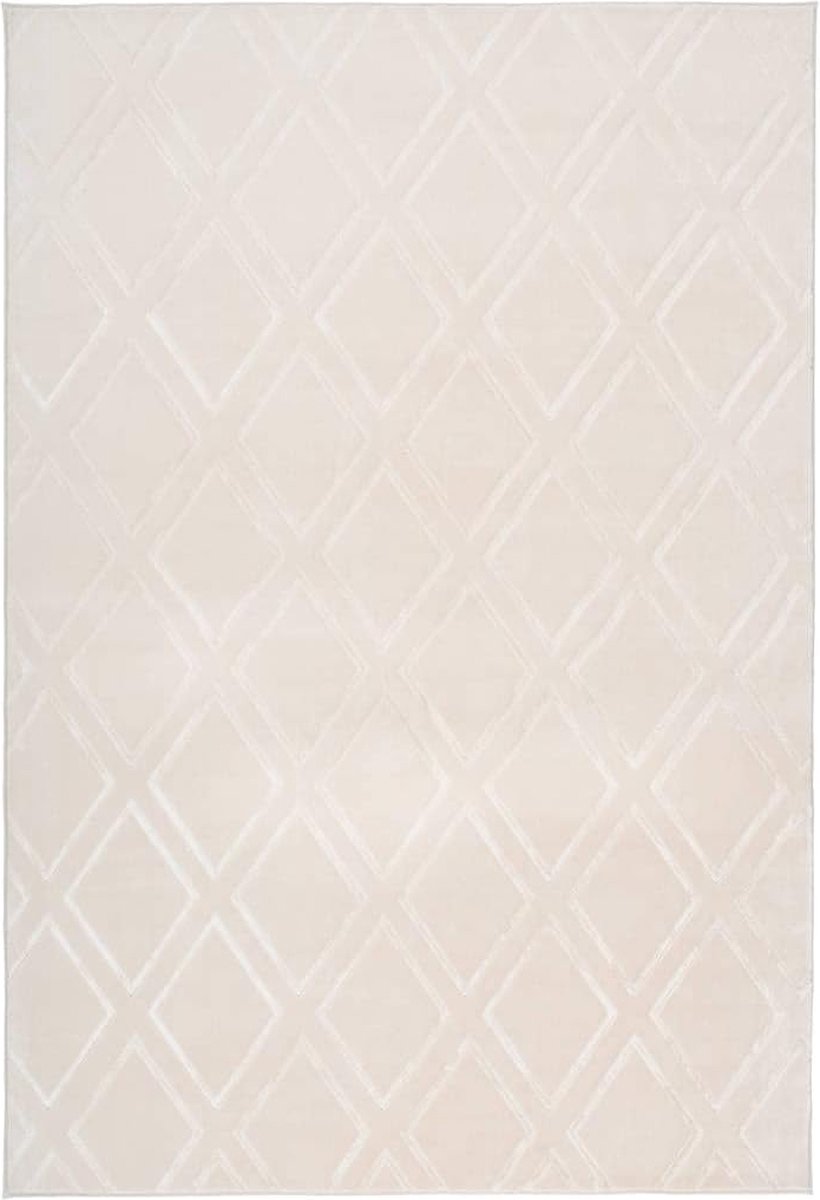 Luvetrex ® Moderne Beige Crème Vloerkleed met Diamantpatroon en Antislip Achterkant - 160 x 230 cm