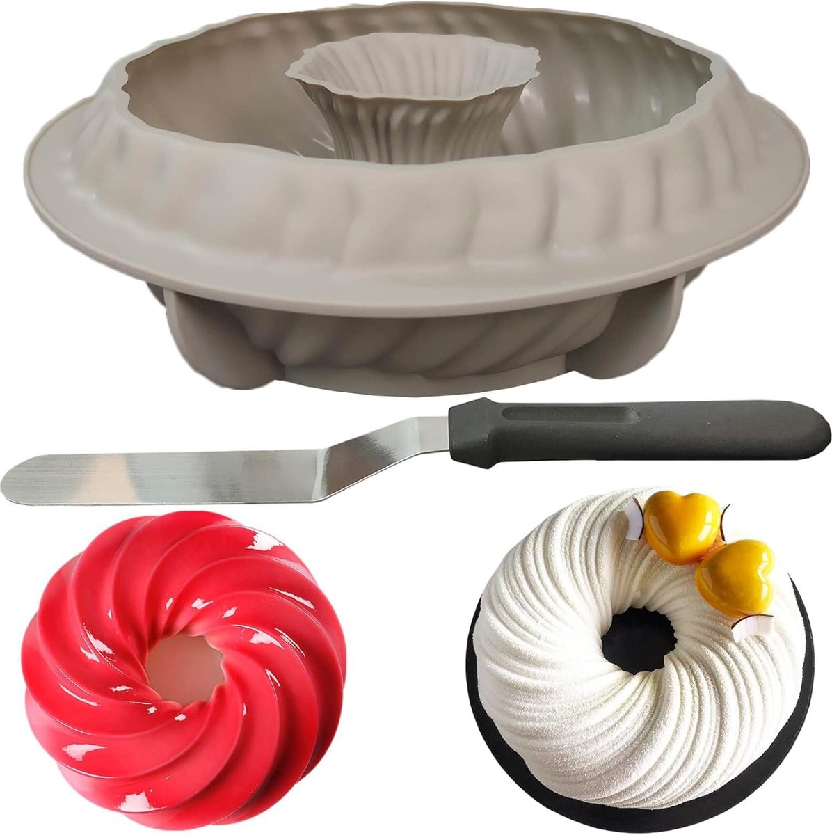 Luvetrex ® Siliconen Spiraalvormige Bakvorm voor Taarten, Mousses en Brood van 22 cm