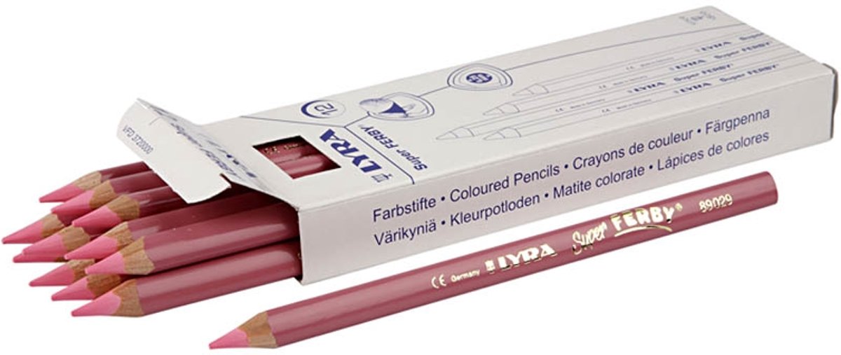   Super Ferby 1 Kleurpotloden, lichtrood, vulling: 6,25 mm, l: 18 cm, 12stuks