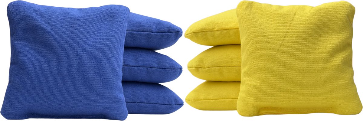 Cornhole zakjes - Pittenzakken - Bean bags - Afgeronde hoeken - Officiële maat - Stevig & duurzaam - 32 kleurencombinaties - Donker blauw/Geel - 8 stuks