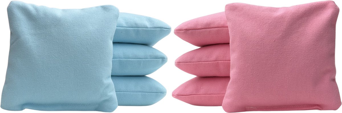 Cornhole zakjes - Pittenzakken - Bean bags - Afgeronde hoeken - Officiële maat - Stevig & duurzaam - 32 kleurencombinaties - Licht blauw/Roze - 8 stuks