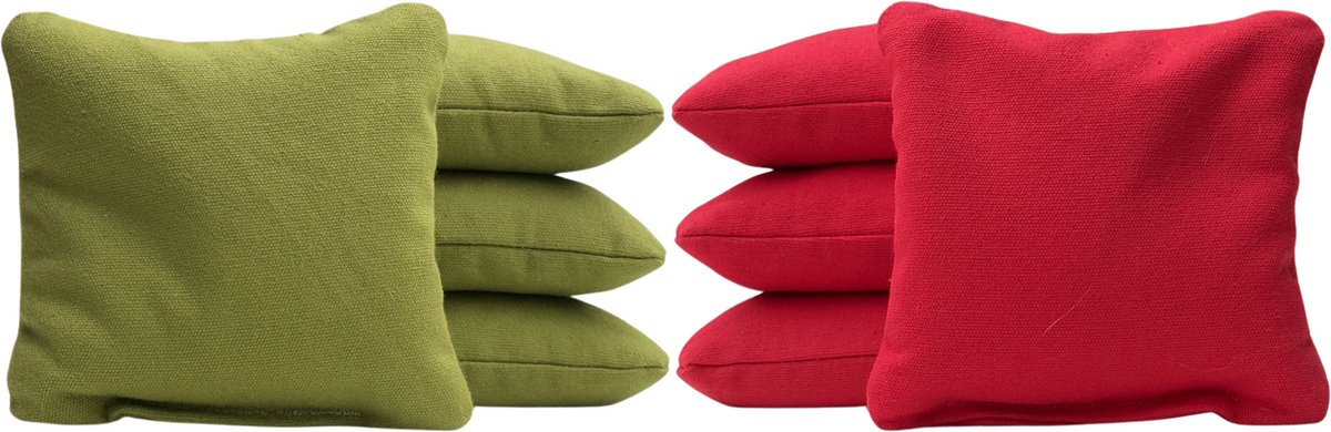 Cornhole zakjes - Pittenzakken - Bean bags - Afgeronde hoeken - Officiële maat - Stevig & duurzaam - 32 kleurencombinaties - Olijf groen/Rood - 8 stuks