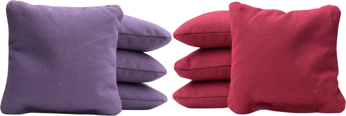 Cornhole zakjes - Pittenzakken - Bean bags - Afgeronde hoeken - Officiële maat - Stevig & duurzaam - 32 kleurencombinaties - Paars/Bordeaux rood - 8 stuks