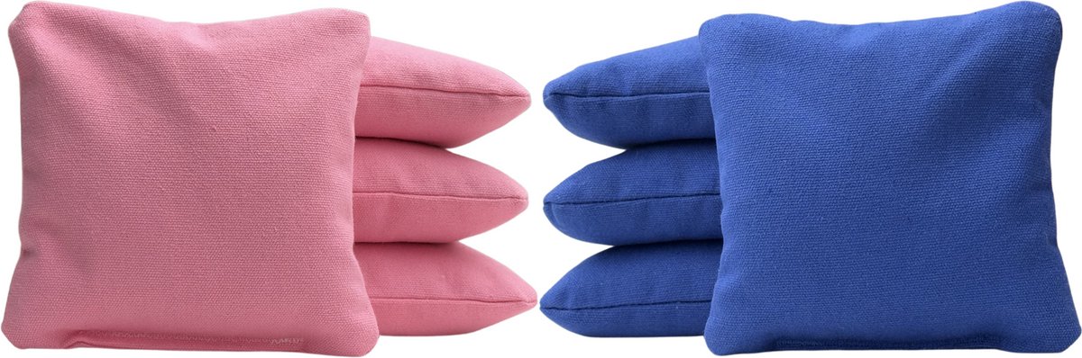 Cornhole zakjes - Pittenzakken - Bean bags - Afgeronde hoeken - Officiële maat - Stevig & duurzaam - 32 kleurencombinaties - Roze/Donker Blauw - 8 stuks