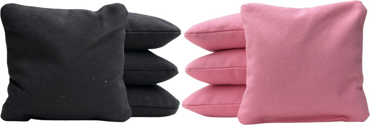 Cornhole zakjes - Pittenzakken - Bean bags - Afgeronde hoeken - Officiële maat - Stevig & duurzaam - 32 kleurencombinaties - Zwart/Roze - 8 stuks
