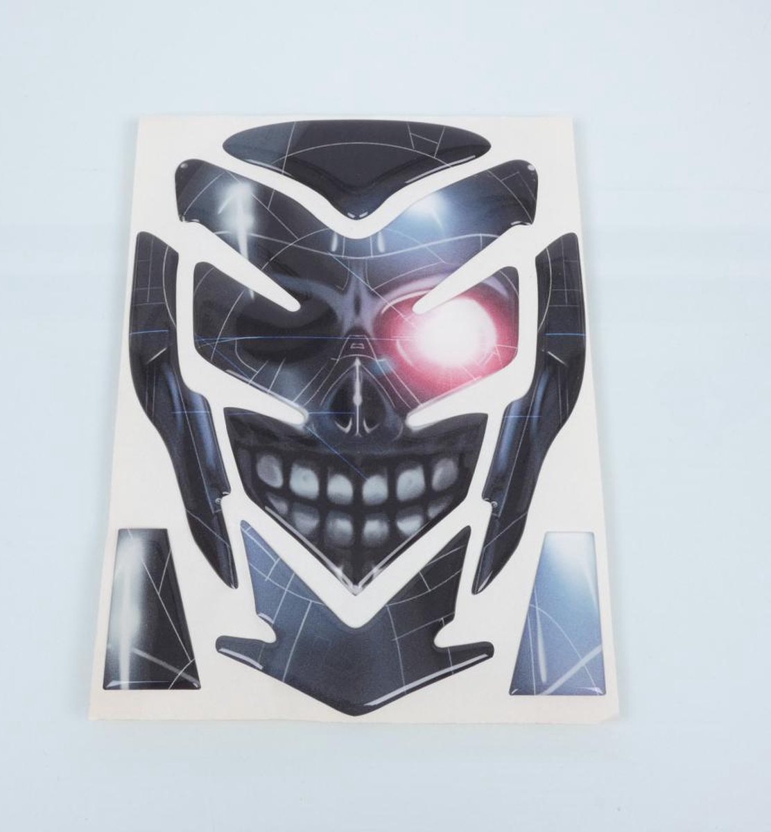 Protection de réservoir adhésive Mad Terminator noir gris crâne cyborg pour moto Neuf