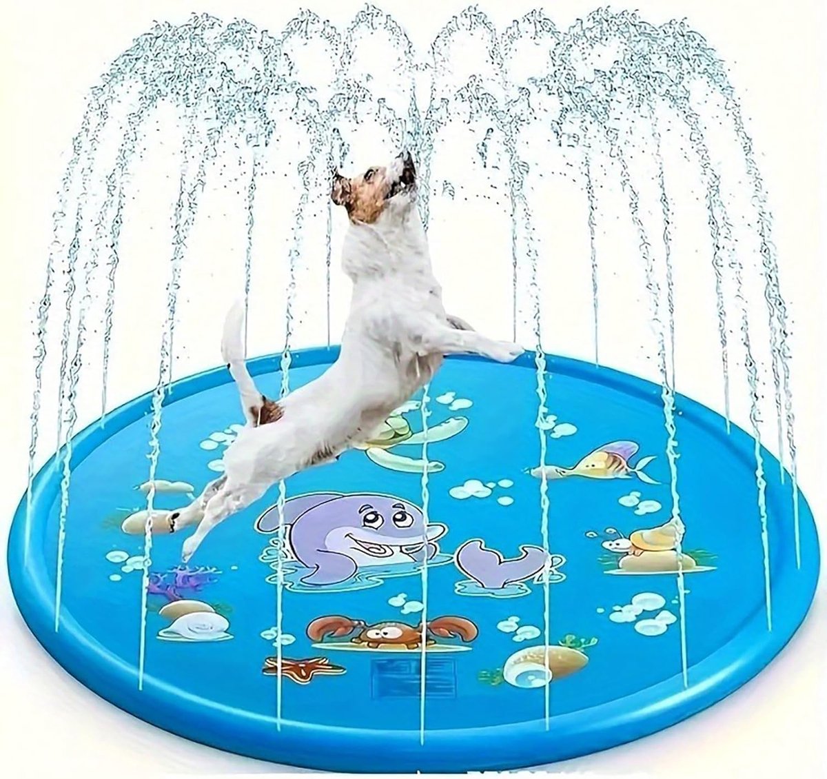 MAGICSHE Waterspeelmat Met Watersproeier - 100 Cm - Watermat Fontein Speelgoed Voor Kinderen En Huisdieren, Waterspeelgoed Buiten Blauw