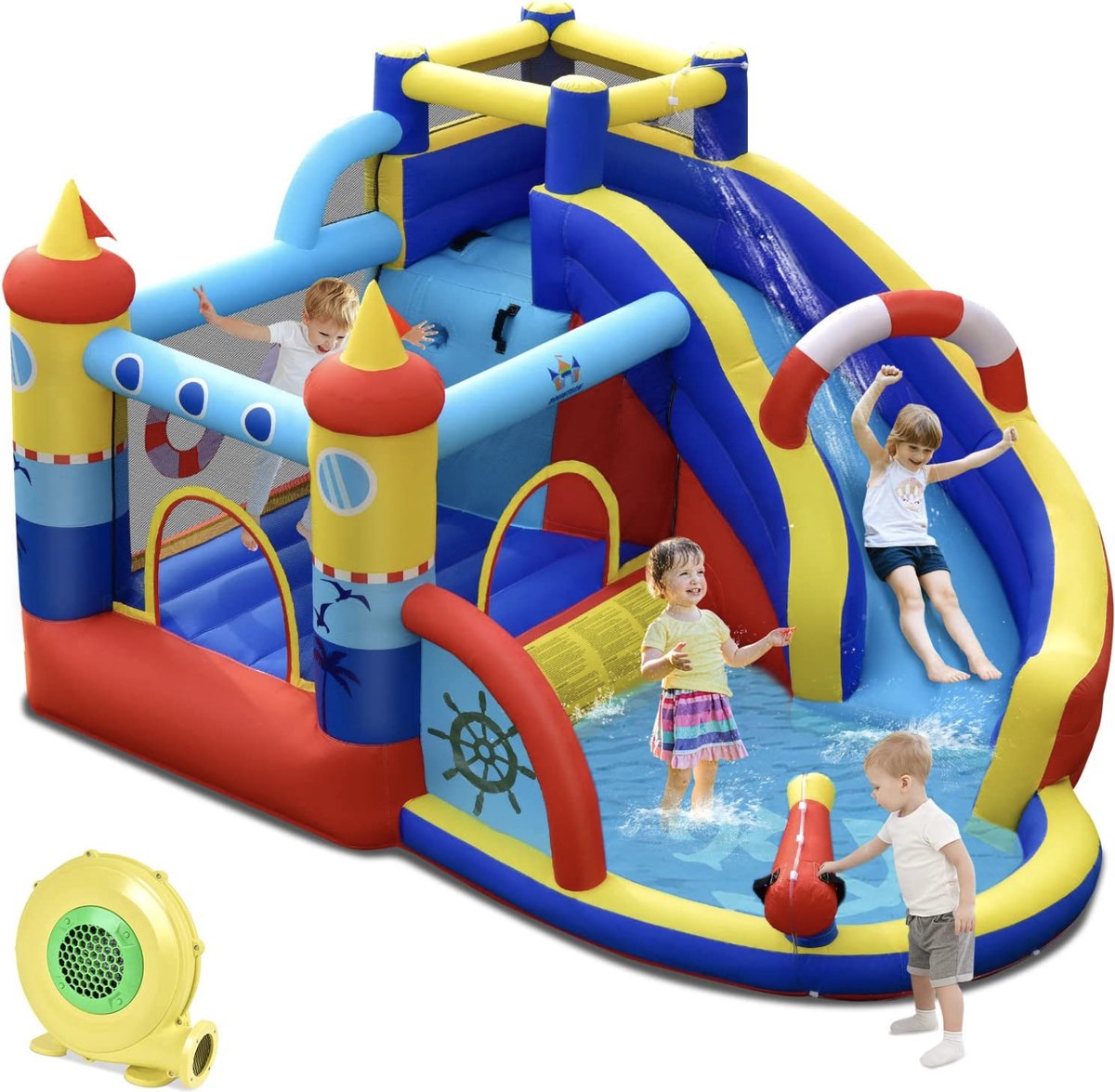 Mara Opblaasbaar Speelzwembad - Waterglijbaan - Springkasteel - Klimwand - Kinderzwembad - Waterpark - Voor Kinderen - Buitenspeelgoed - Voor de zomer - 360 x 290 x 200 cm