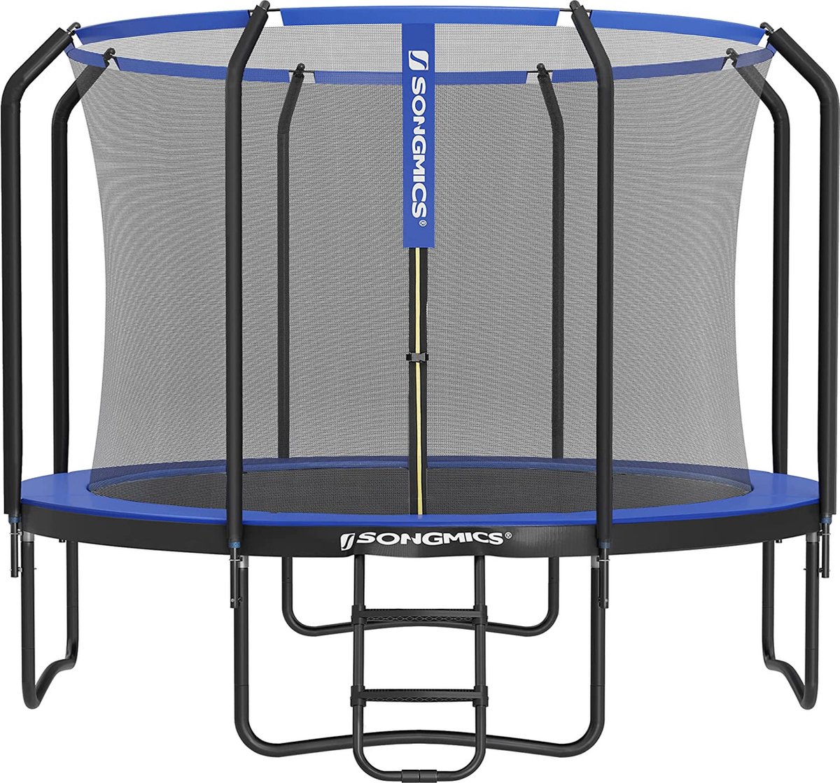 Mara Trampoline Met Veiligheidsnet - Trampolines - Tuin - Ladder - Gevoerde Stangen - Zwart/Blauw - Ø 366