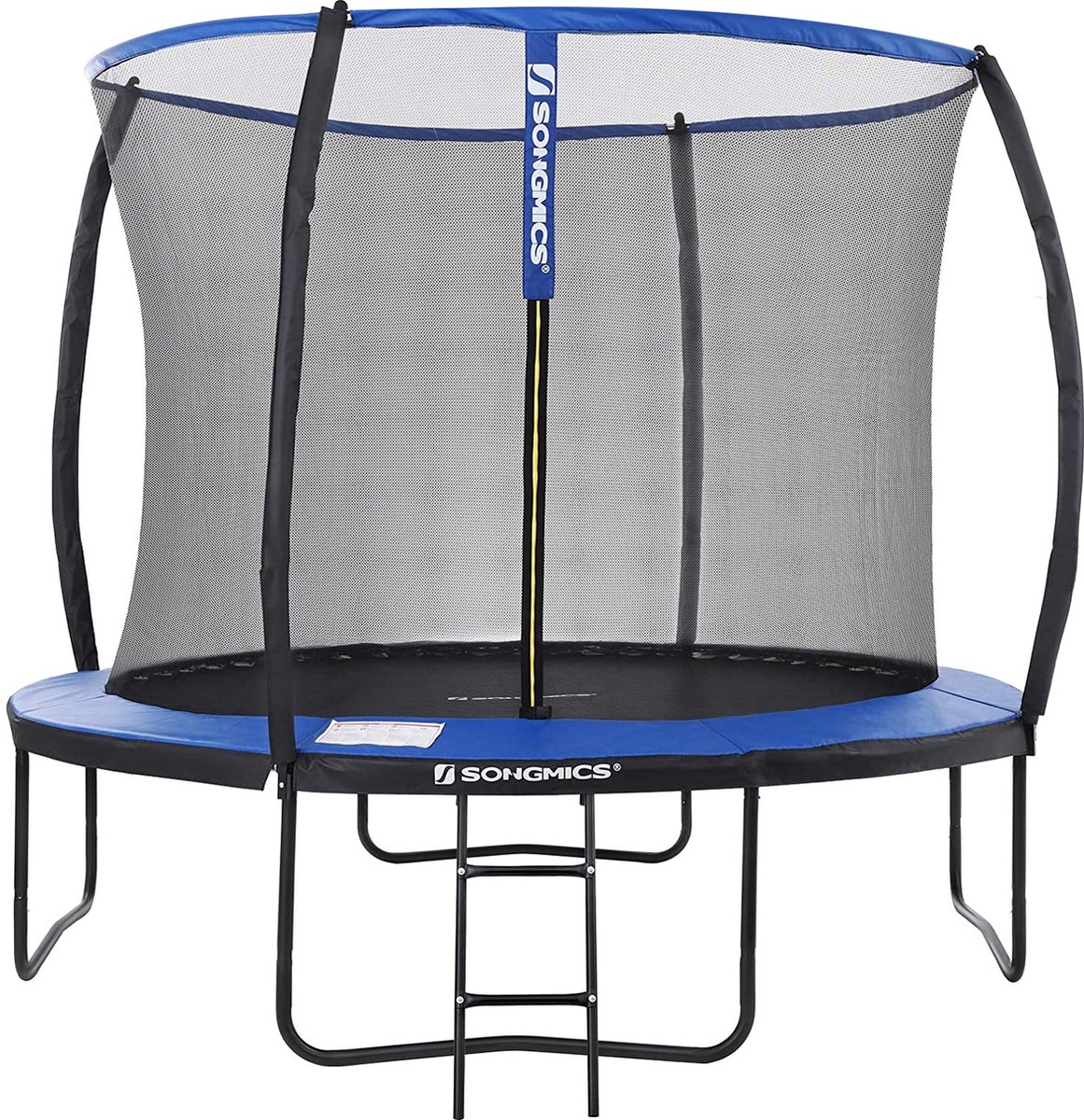 Mara Trampoline Met Veiligheidsnet - Trampolines - Tuin - Ladder - Gevoerde Stangen - Zwart/Blauw - Ø 366