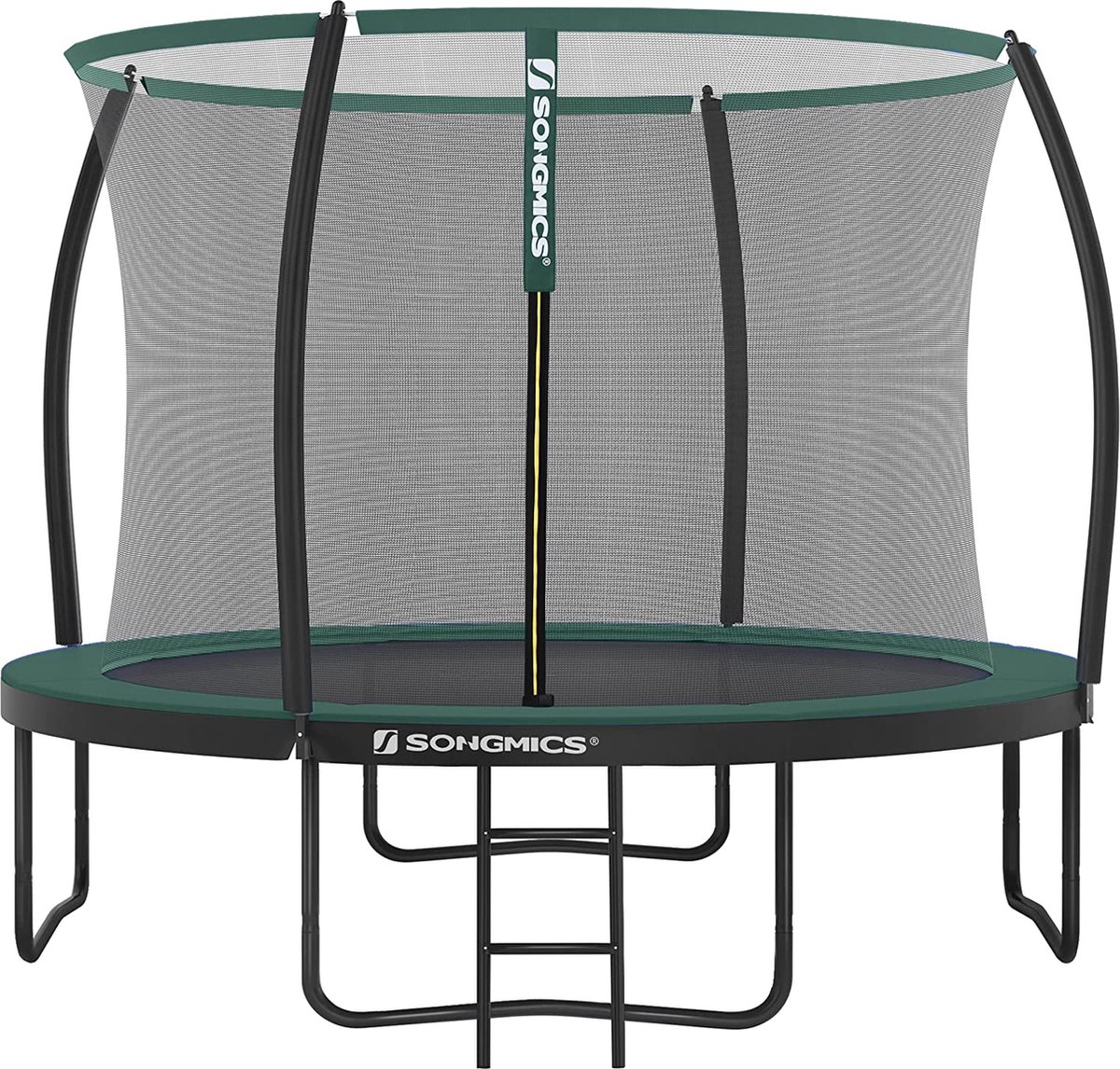 Mara Trampoline Met Veiligheidsnet - Trampolines - Tuin - Ladder - Gevoerde Stangen - Zwart/Groen - Ø 366