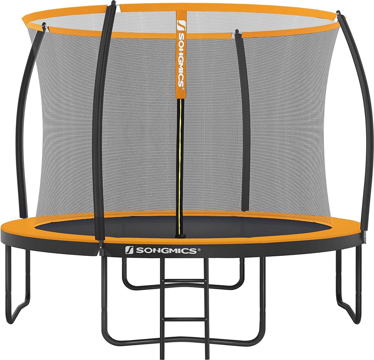 Mara Trampoline Met Veiligheidsnet - Trampolines - Tuin - Ladder - Gevoerde Stangen - Zwart/Oranje - Ø 366