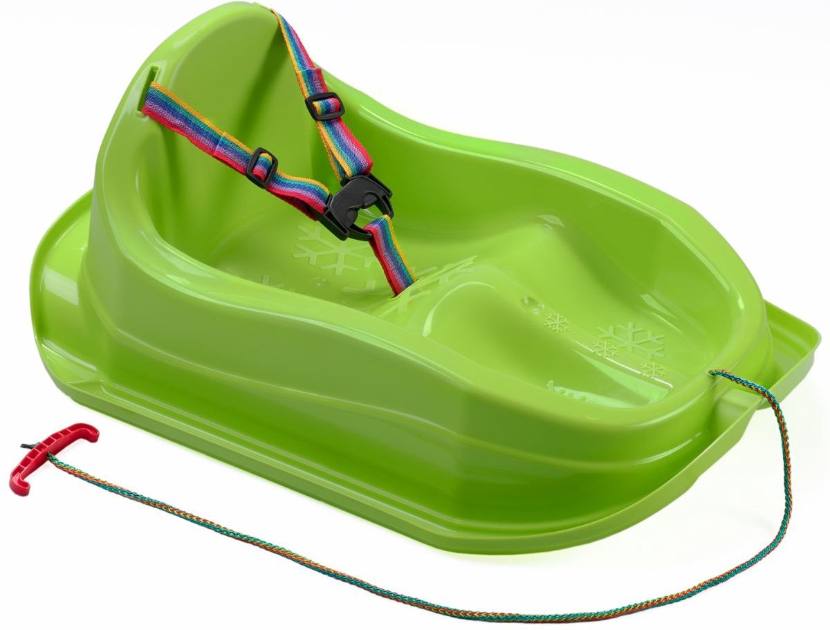   met rugleuning en gordel – Plastic slee baby / peuter – Groen