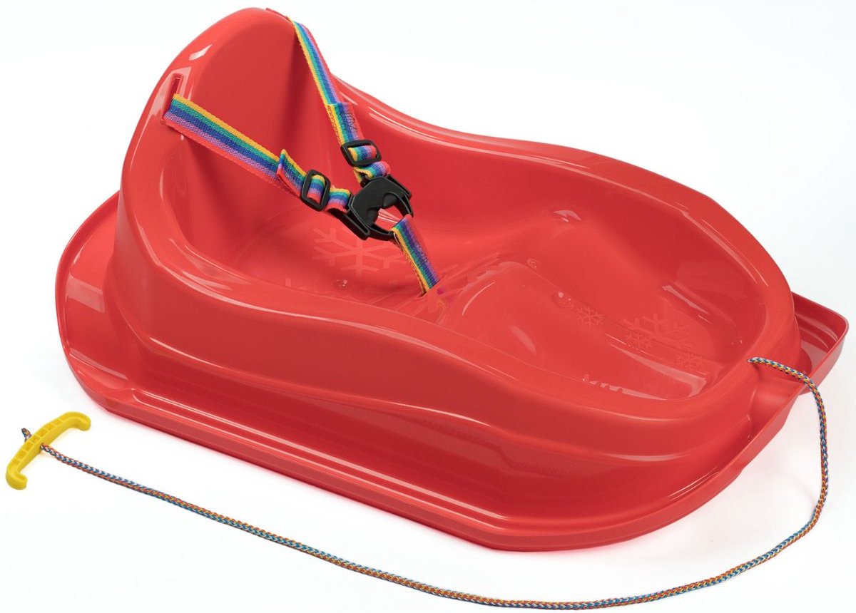   met rugleuning en gordel – Plastic slee baby / peuter – Rood