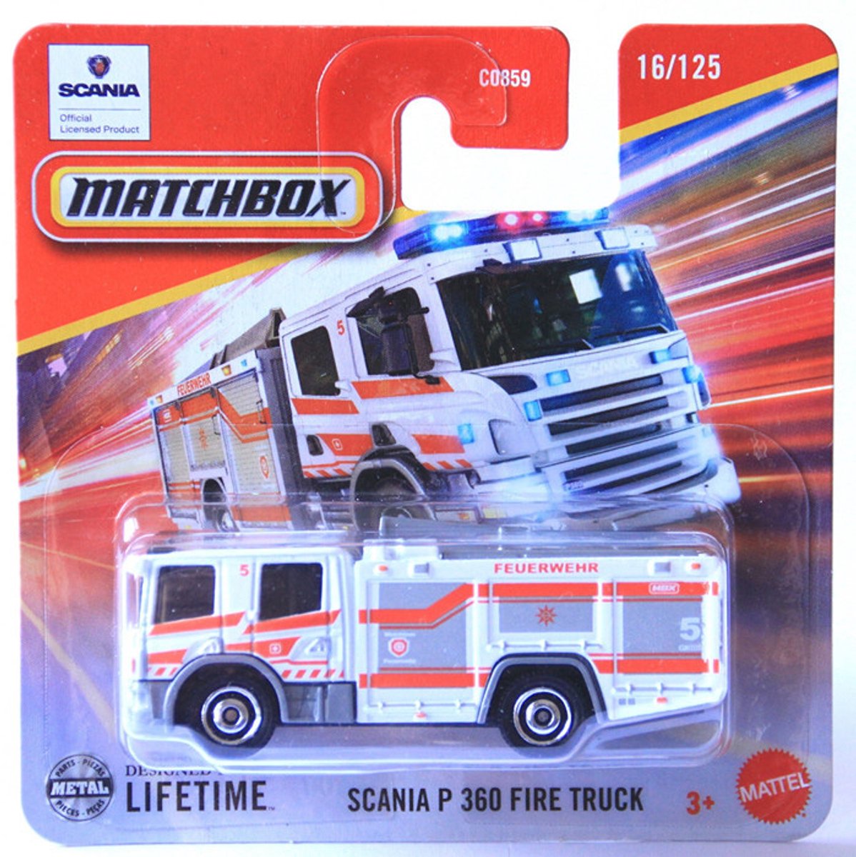 MATCHBOX SCANIA P 360 FIRE TRUCK FEUERWEHR WHITE 16-125 JBT09 1:64 METAL