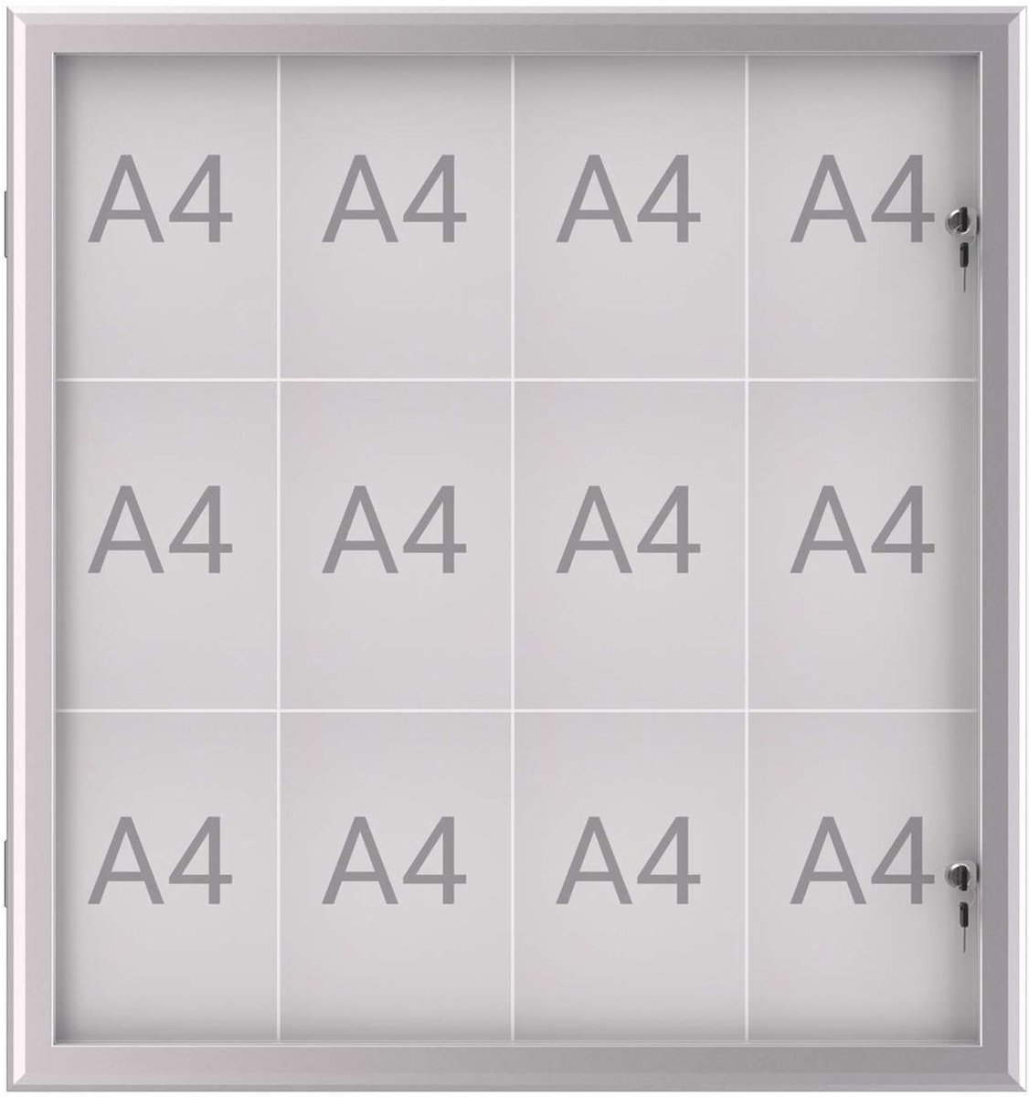   Vitrine  excite liggend formaat 12 x A4 aluminium 100 x 95.6 x 2.8 cm zilver