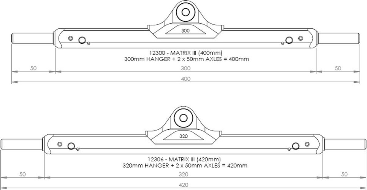 MBS mountainboard truck Matrix III Matte Black 400mm