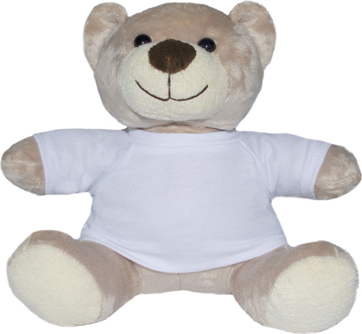 Beer Siggi - knuffelbeer - beige teddybeer - wit T-shirt - 23 cm - pluche - Minifeet® - mbw®