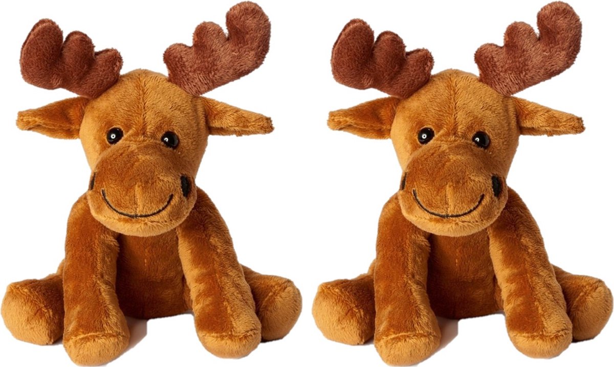 MBW Pluche eland - 2x - pluche knuffel eland - 20 cm - speelgoed - speelgoed voor kinderen