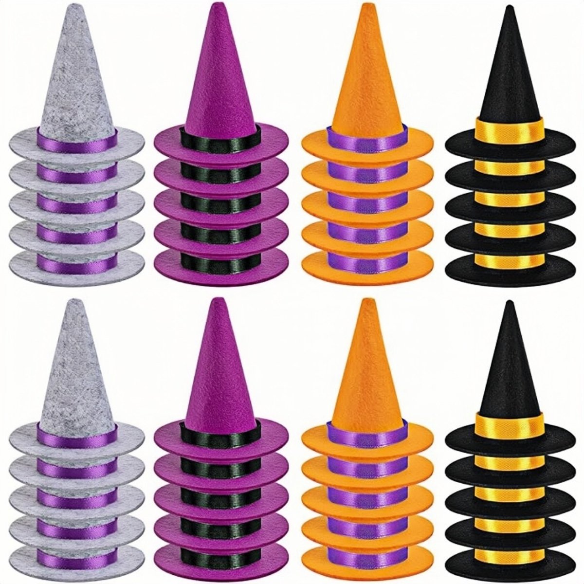 40 x Halloween Heksenhoeden - Mini Heksenhoedjes - Handgemaakte Flessen Hoeden - Halloween Feestdecoratie - Voor Crafts en Knutselen - Heks Thema Accessoires - Multifunctioneel Gebruik