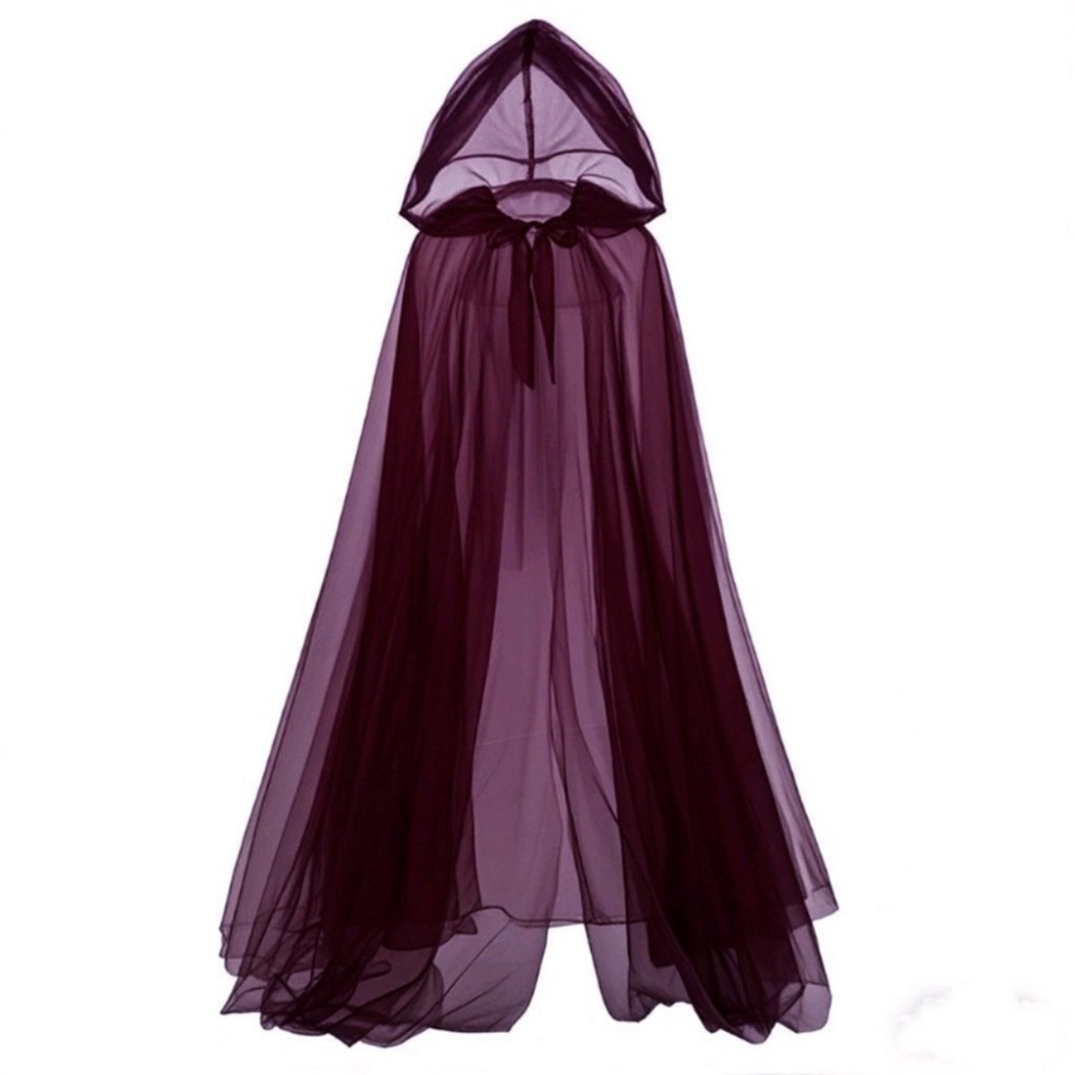 Halloween Cape - Claret Capuchonmantel Volwassene - Semi-transparante mesh - Cosplay Costume - Cape - Claret - Verkleedkleding - Cape - Bestand tegen herhaald gebruik - Striksluiting voorkant - 185cm inclusief kap