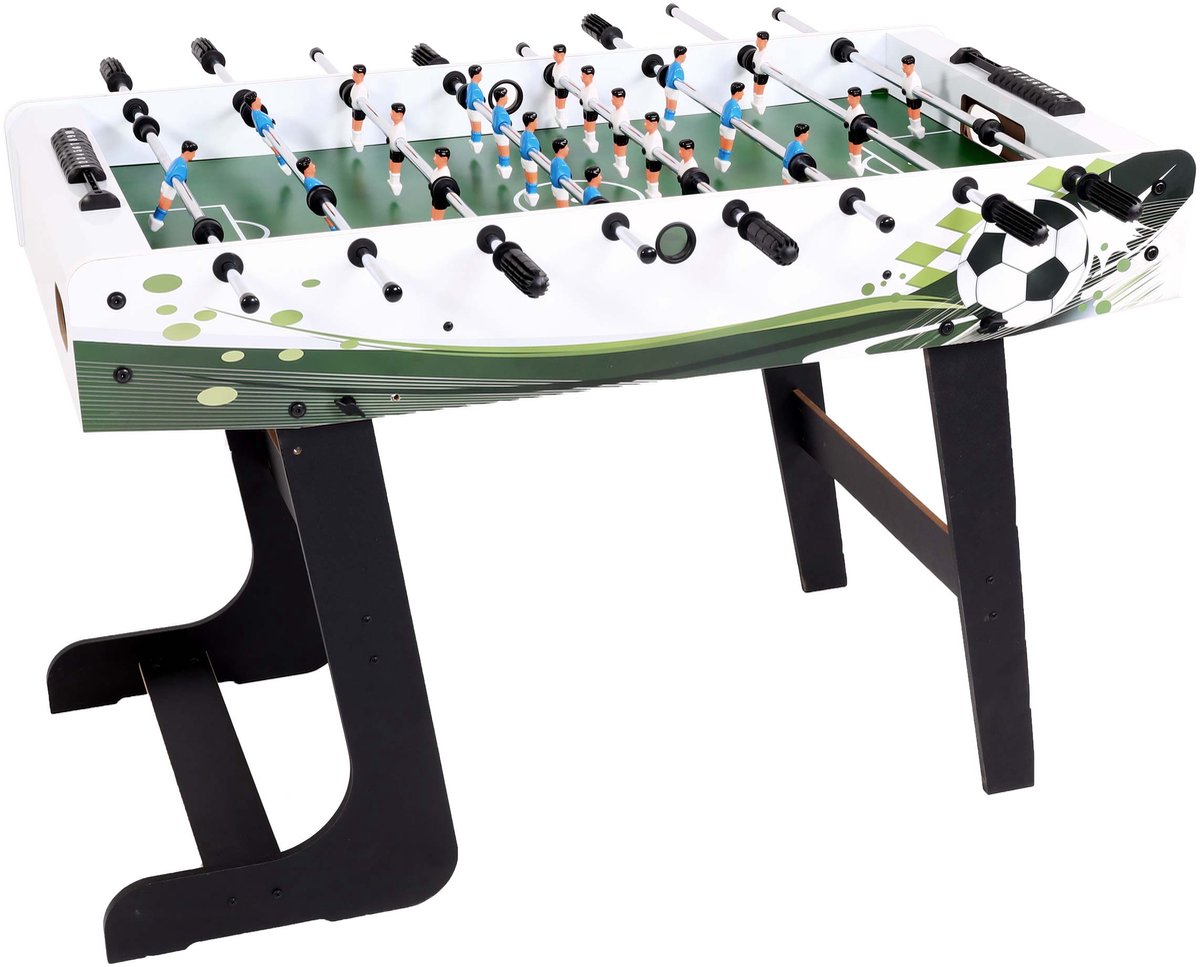 tafelvoetbal London, tafelvoetbal voetbal, opvouwbaar 84x121x105 ~ wit/groen voetbal motief