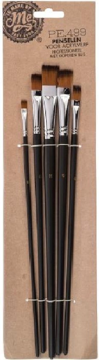 Penselen voor acrylverf 5 delig plat recht