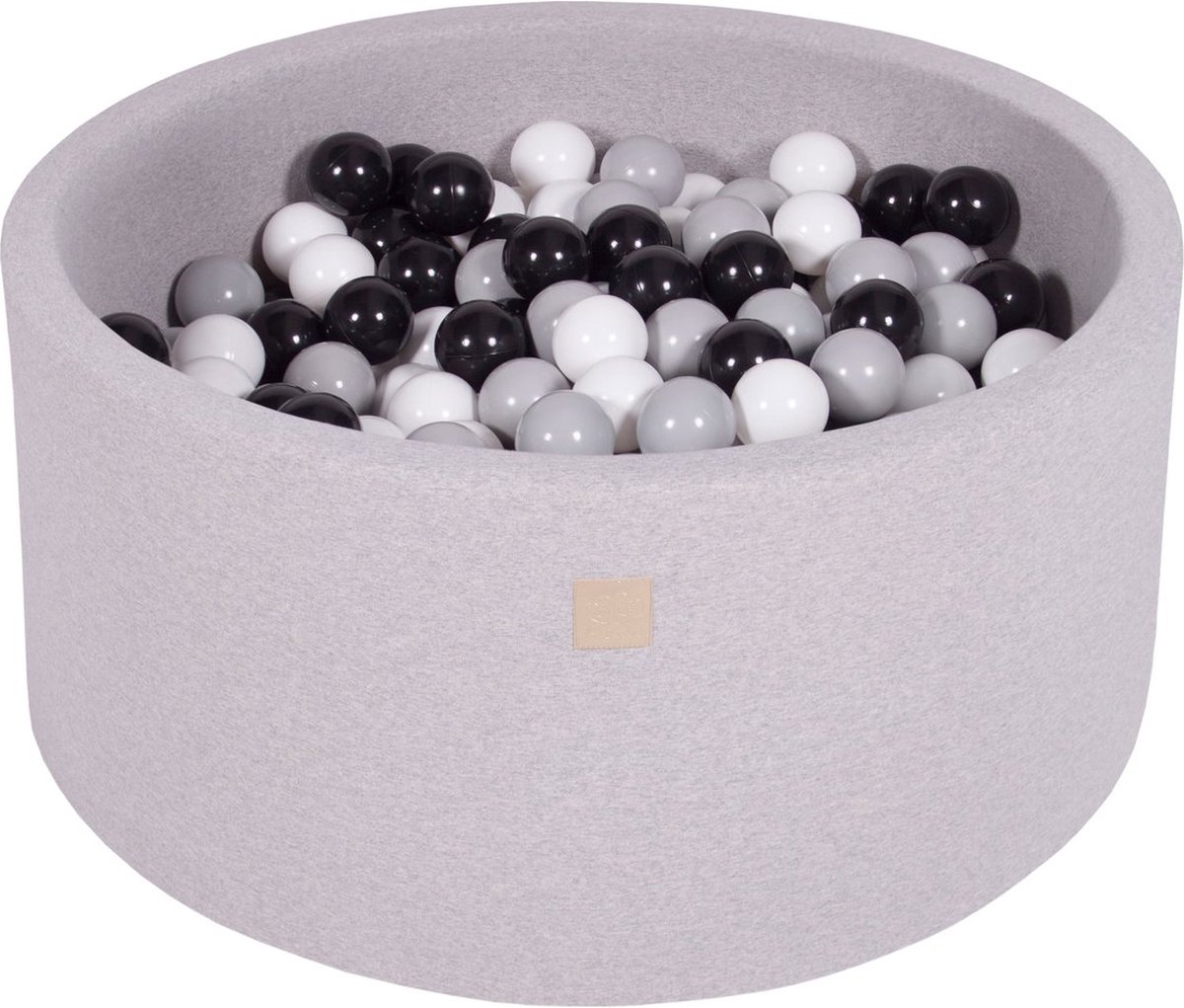 Ballenbak KATOEN Licht Grijs - 90x40 incl. 300 ballen - Zwart, Wit, Grijs