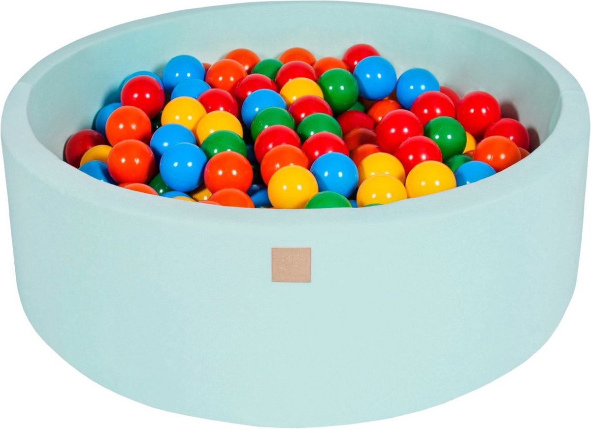 Ballenbak KATOEN Mint - 90x30 incl. 200 ballen - Geel, Rood, Donker Groen, Oranje, Blauw