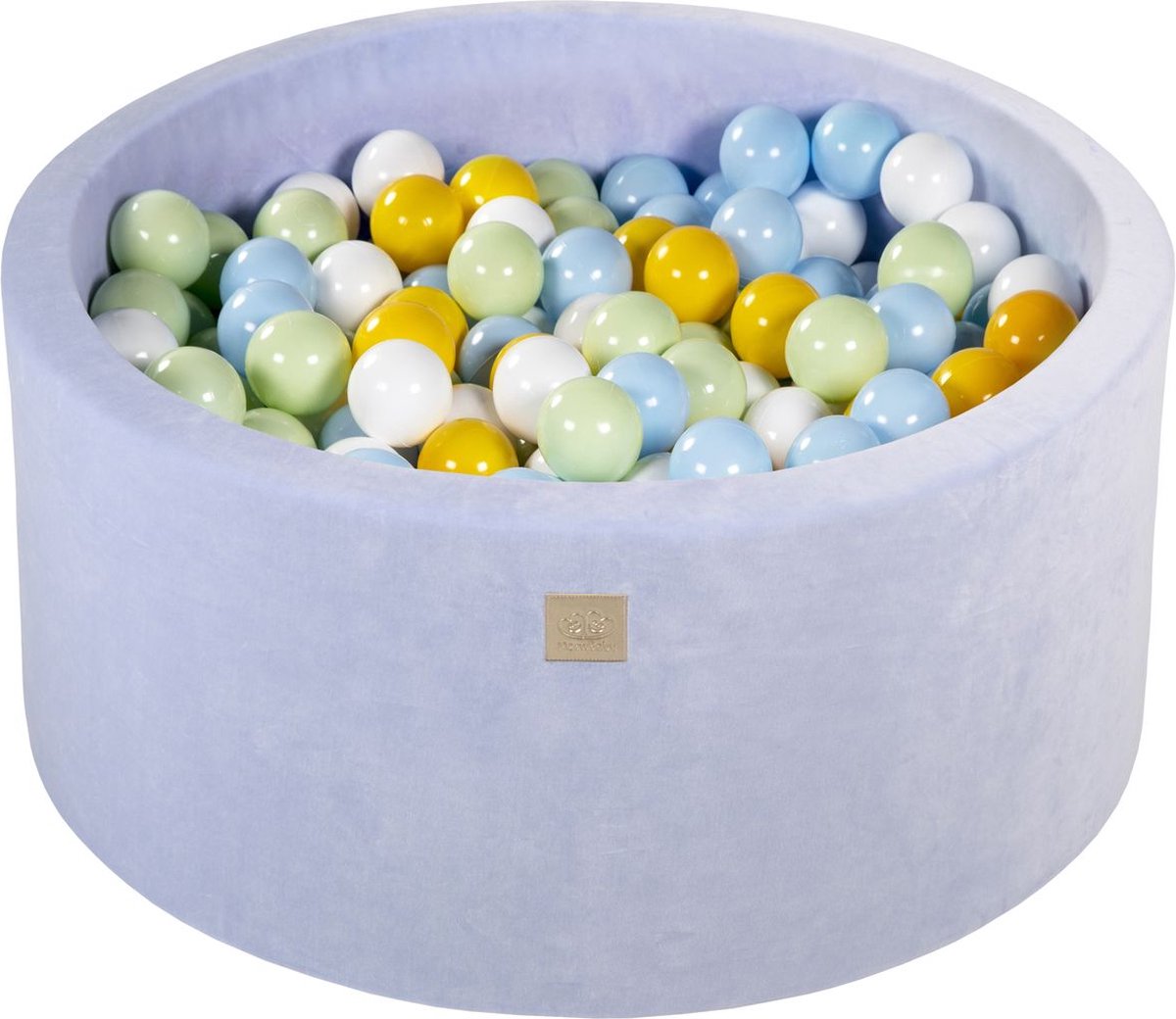 Ballenbak VELVET Baby Blauw - 90x40 incl. 300 ballen - Licht Groen, Baby Blauw, Wit, Geel