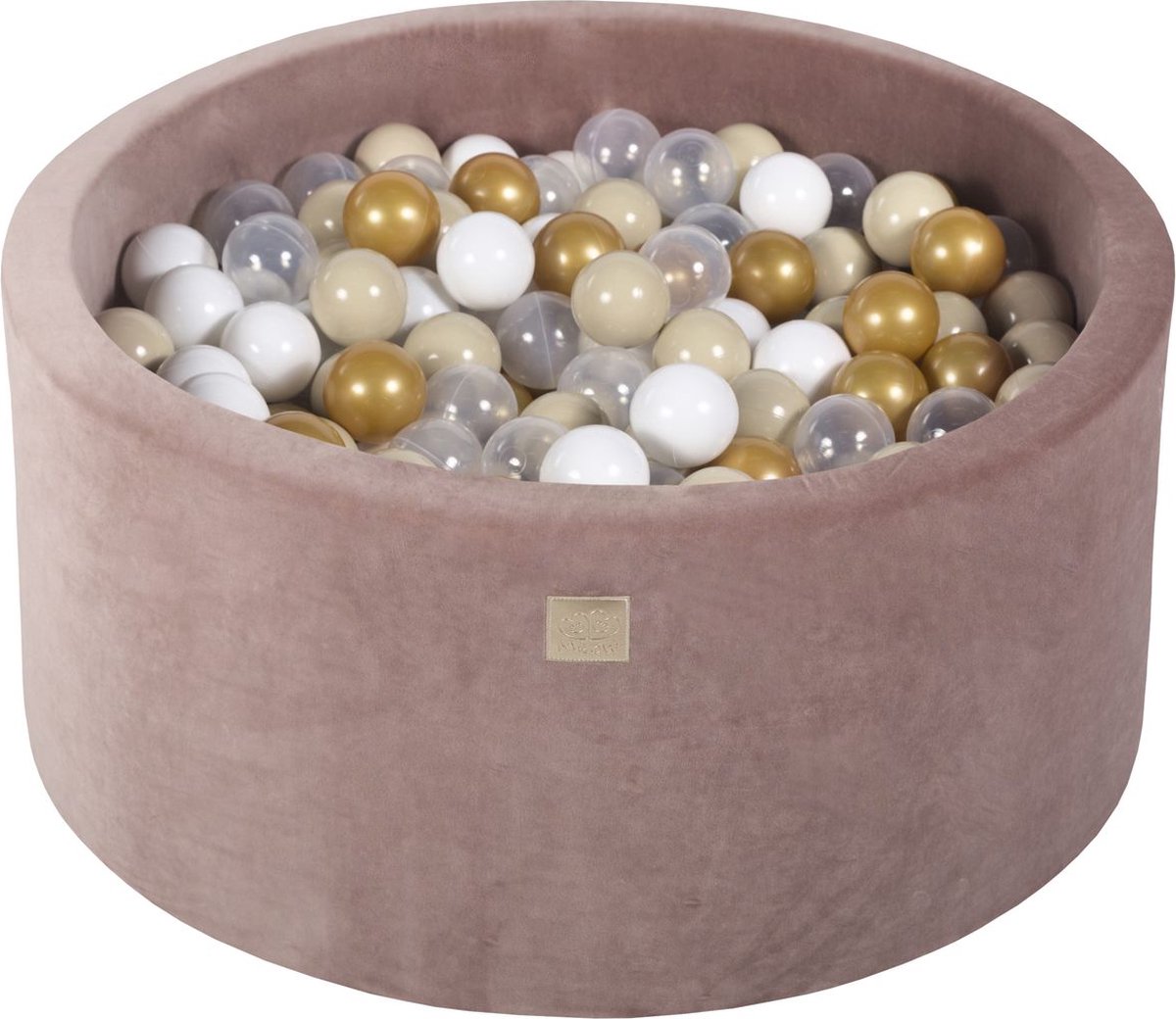 Ballenbak VELVET Beige - 90x40 incl. 300 ballen - Goud, Beige, Wit, Transparant