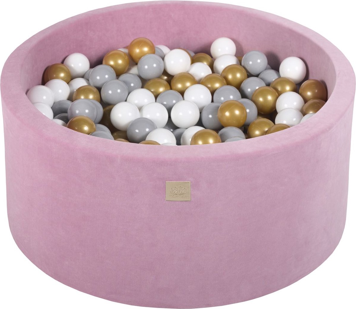 Ballenbak VELVET Donker Roze - 90x40 incl. 300 ballen - Grijs, Goud, Wit