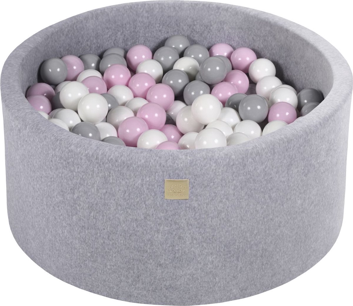 Ballenbak VELVET Licht Grijs - 90x40 incl. 300 ballen - Pastel Roze, Grijs, Wit